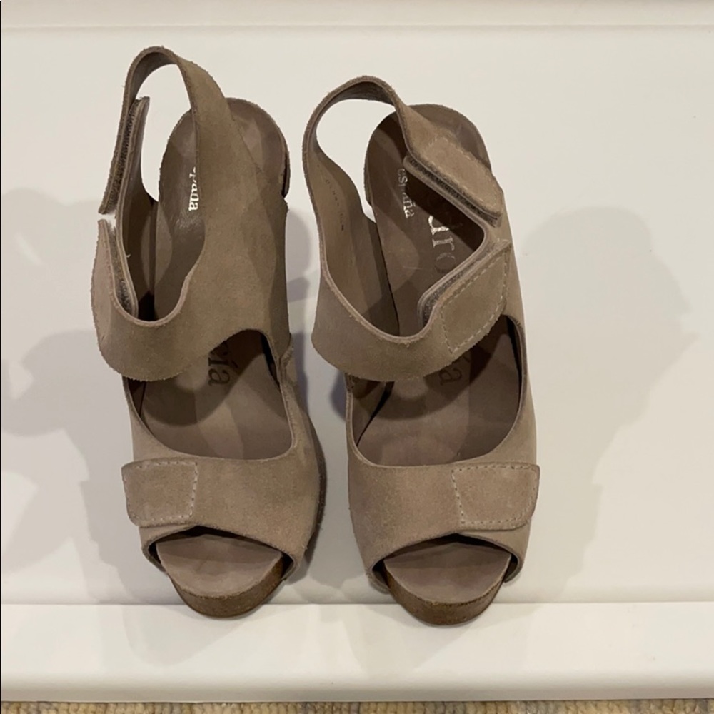 Gray suede Pedro Garcia sandals